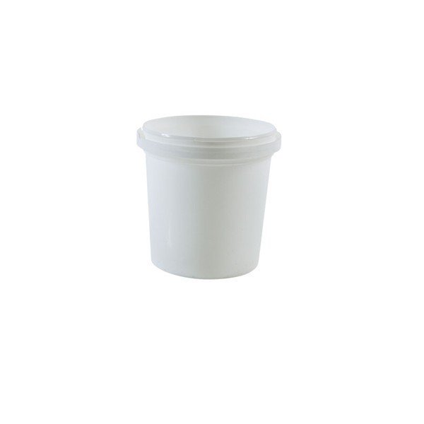 White storage bucket 1200ml - Diameter 130mm with plastic handle - Platinium