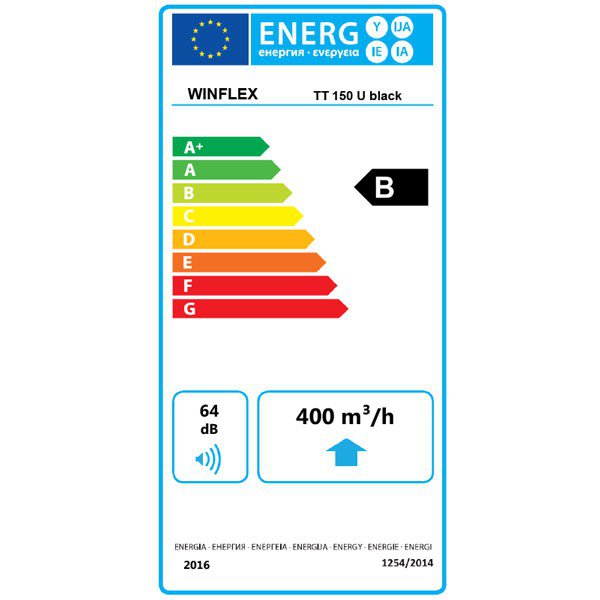 TT U 150 Estrattore d'aria con termostato integrato e variatore di velocità - Portata 520m3/h - Sistema di aspirazione e scarico dell'aria Winflex