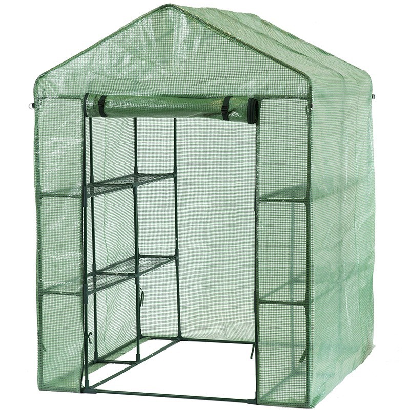 GARDEN GREENHOUSE WITH 2 SHELVES 2 LEVELS H195X143X143CM