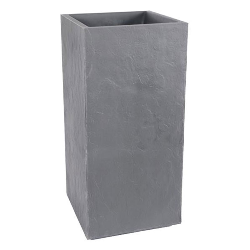 BAC CARRE HAUT GRIS GALET VOLCANIA 39.5X39.5X80CM 31L