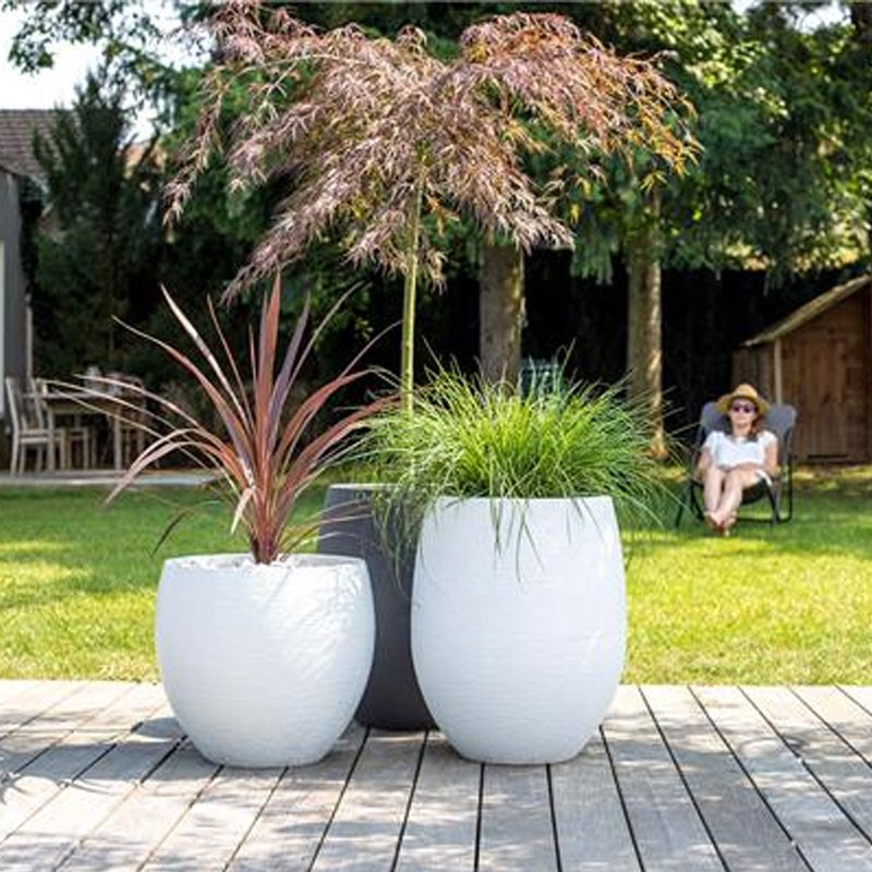 Pot Egg Graphit haut - 50x60cm - 53L - Anthracite - EDA Plastiques