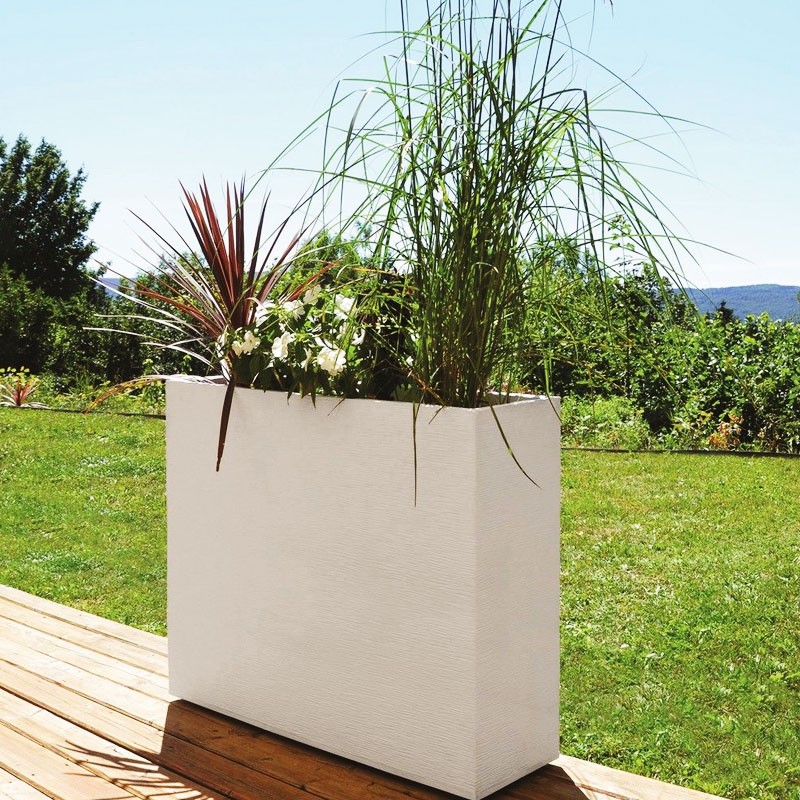 Pot Loft XL Graphit - 99.5x29.5x78.5cm - 63L - Blanc cérusé - EDA Plastiques