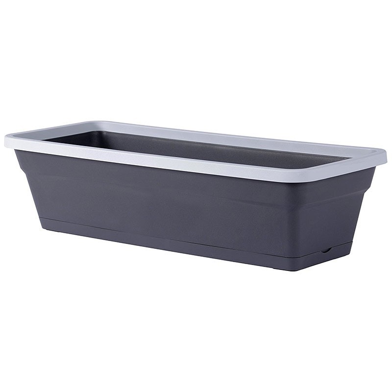 PEBBLE GREY STYLE PLANTER + TRAY + STAND 50.8X20.3X15.2CM 10.5L