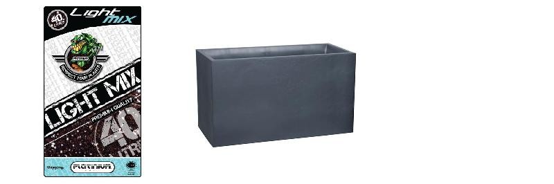 Pack Vaso + Terriccio - Muret Volcania 116L Antracite + Terreau Light Mix 3x40L