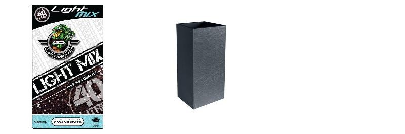 Pack Pot + Potgrond - Hoge pot Graphit 31L Antraciet + Potgrond Light Mix 40L