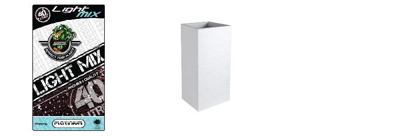 Pack Maceta + Tierra para macetas - Maceta alta Graphit 31L Blanc + Tierra para macetas Light Mix 40L