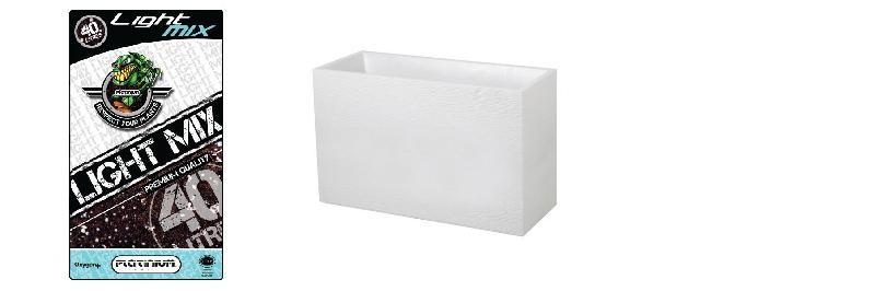 Pack Pot + Terreau - Muret Graphit 116L Blanc + Terreau Light Mix 3x40L