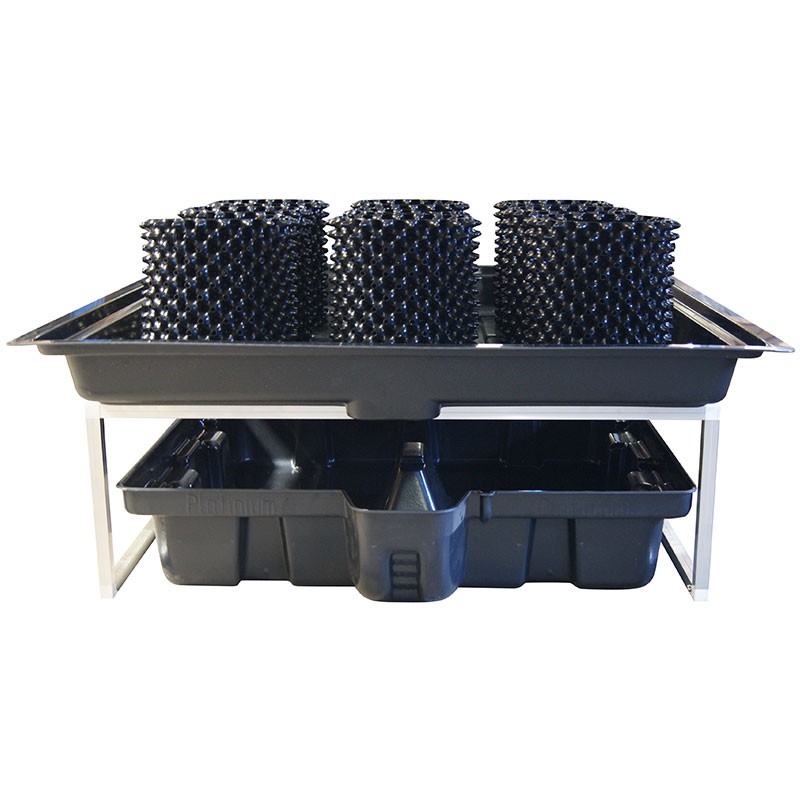 Flowtable Pro 1.44m2 Complete Tide Table System - 9 AirPot 9.2L - Platinium Hydroponics