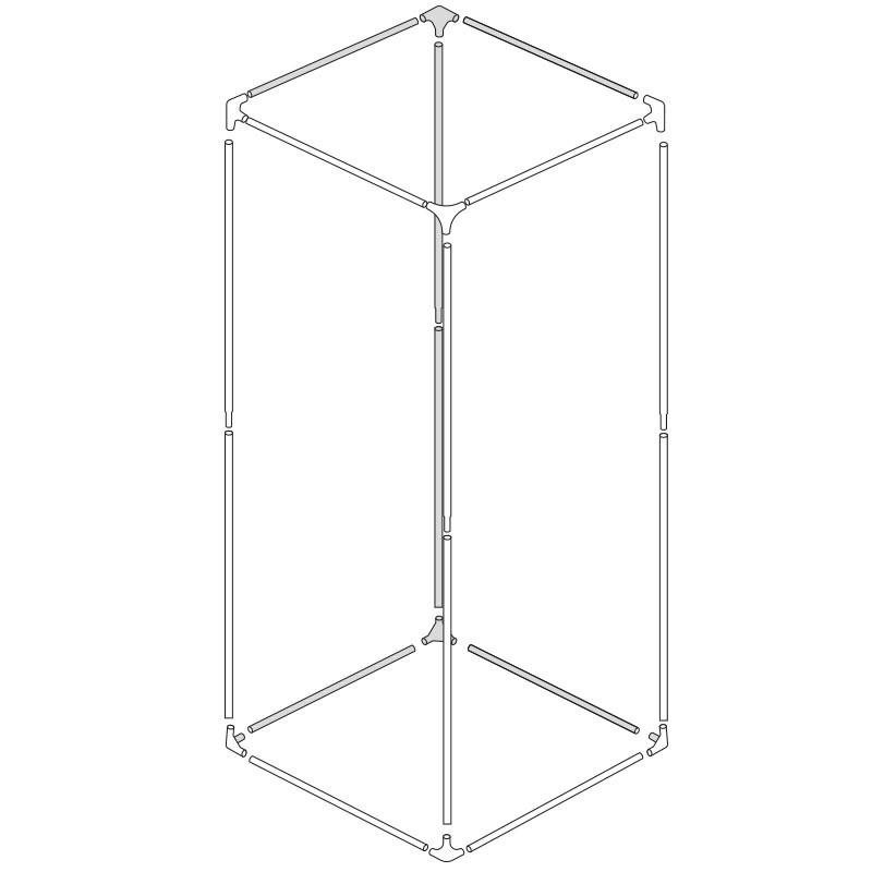 Estructura del cuarto de cultivo - 60 x 60 x 160 cm - Negro Plata