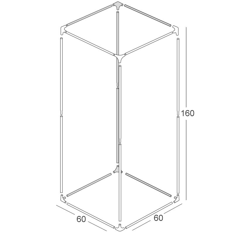 Grow Room Structure - 60 x 60 x 160 cm - Black Silver