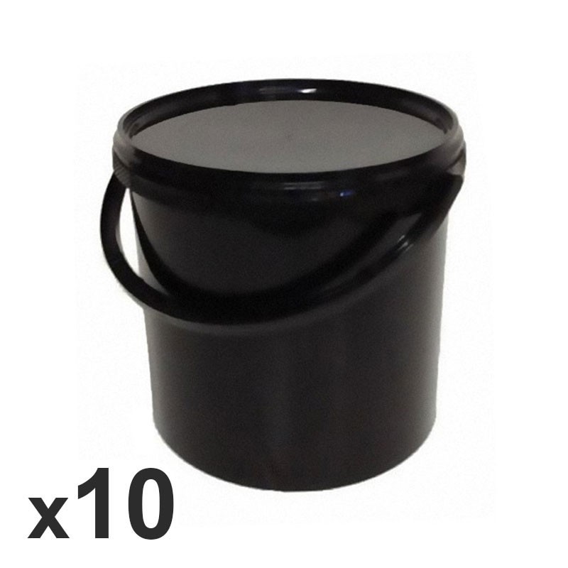 SET OF 10 BLACK BUCKETS + 10.7L PRESERVATION COVERS DIAM.267 mm