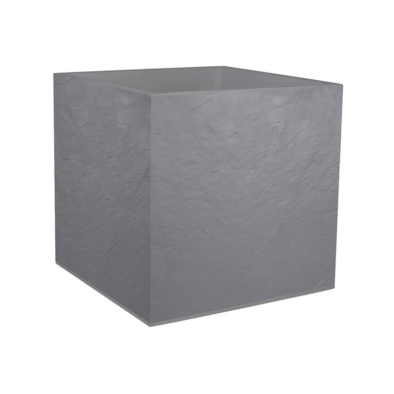 Pot carré Volcania Gris Galet - 49x49x49cm 57L - EDA Plastiques
