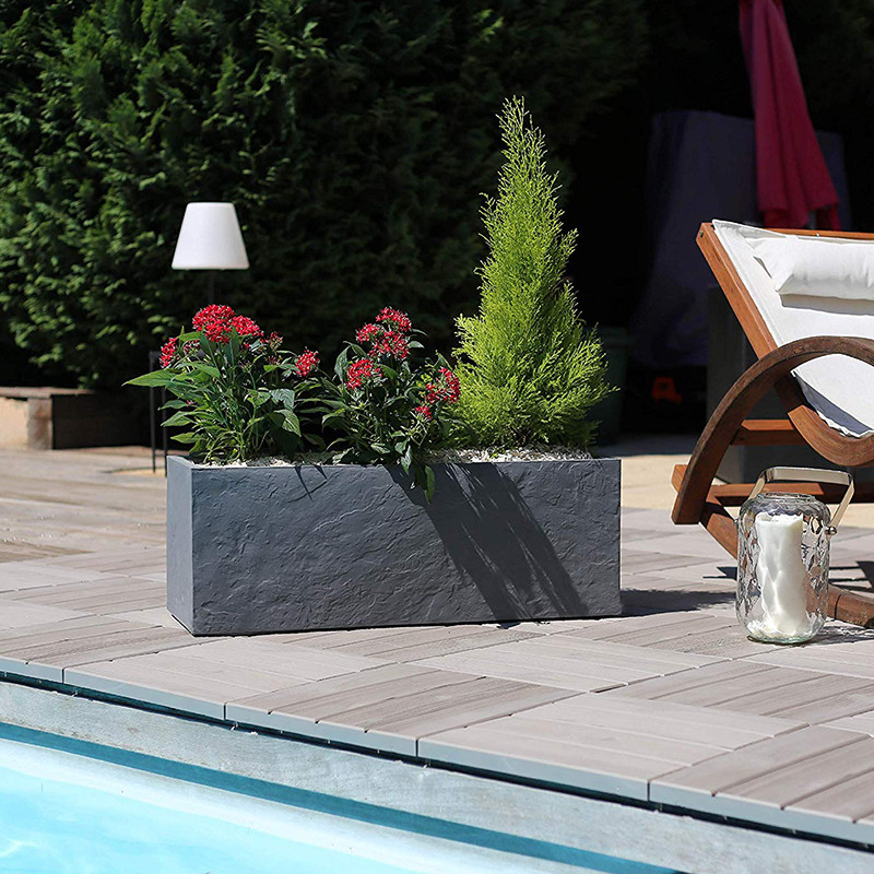 13756 G.GL JARDINIERE VOLCANIA UP 57L GRIS GALET 79.5X29.5X29.5CM