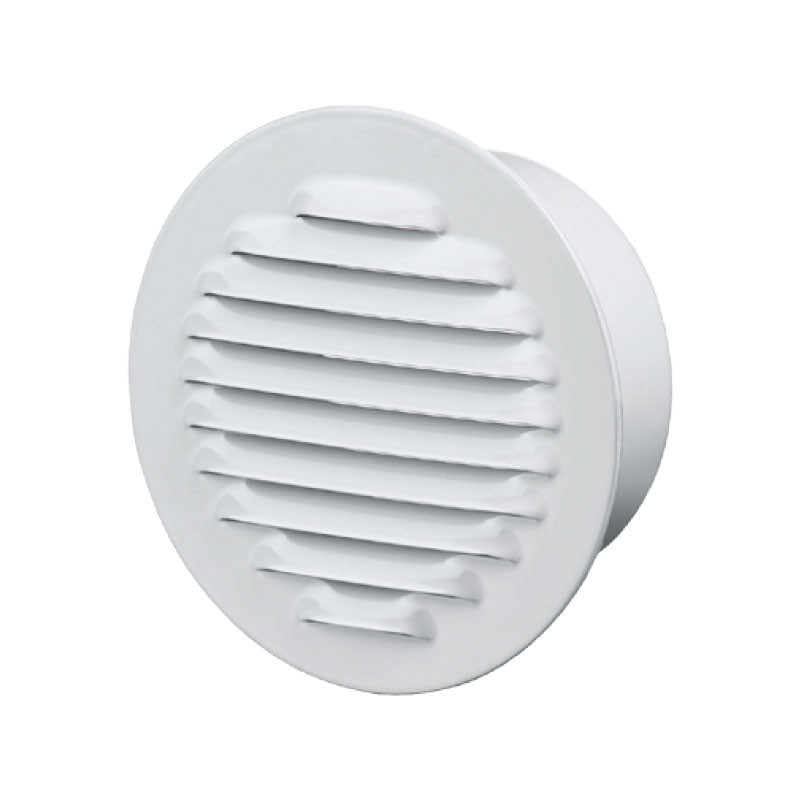 ROUND FLANGE 125MM WHITE STEEL + INSECT SCREEN
