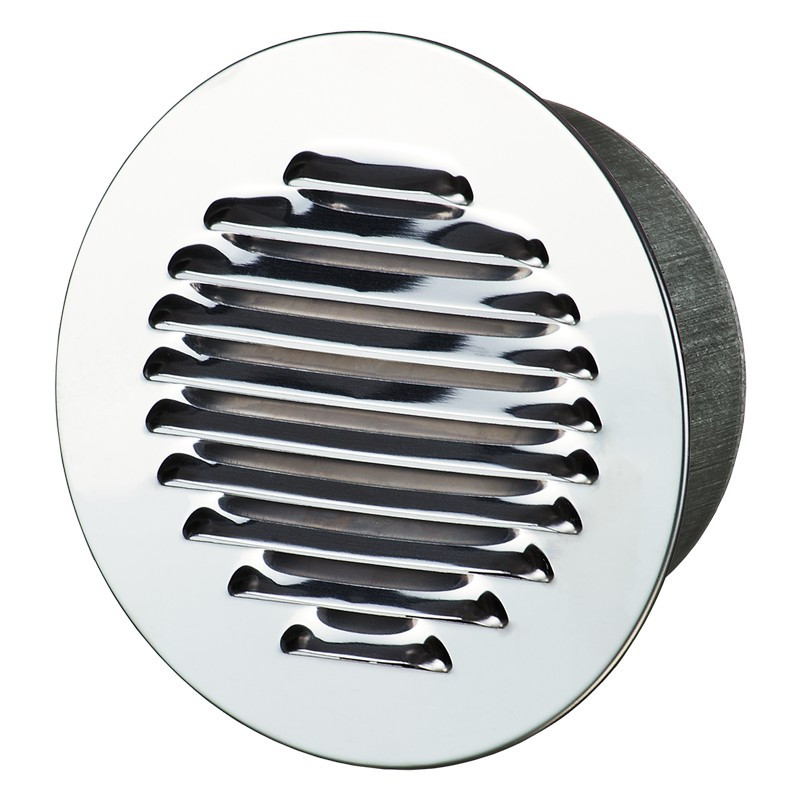 ROUND FLANGE 150MM WHITE POLISHED ALUMINIUM + INSECT SCREEN