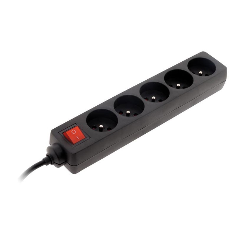 Power strip with switch - 6 outlets 16A - Black - Zenitech