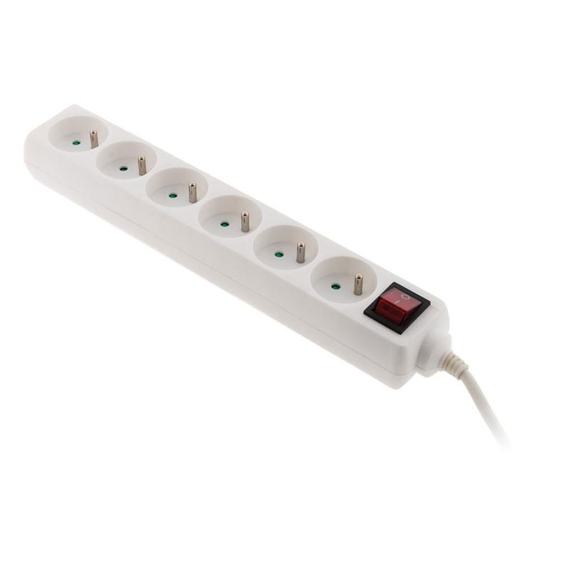 Contactdoos met schakelaar - 6 x 16A stopcontacten - Wit - Wit Zenitech