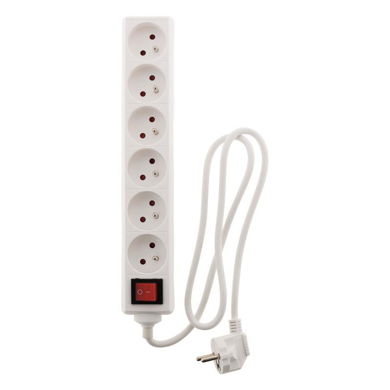 Power strip with switch - 6 outlets 16A - White - Zenitech