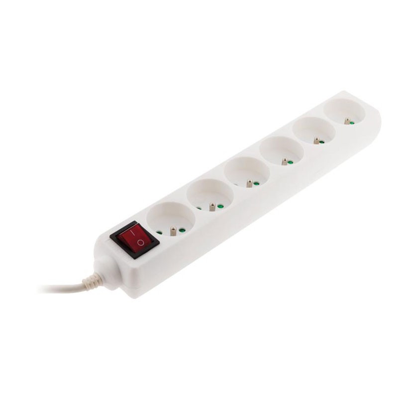 Regleta con interruptor - 6 x 16A - Blanco - Zenitech Regleta con interruptor - 6 x 16A - Blanco - Zenitech