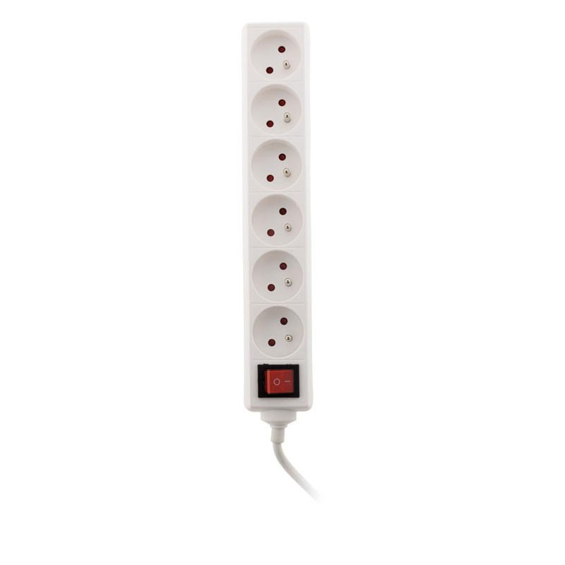 Regleta con interruptor - 6 x 16A - Blanco - Zenitech Regleta con interruptor - 6 x 16A - Blanco - Zenitech