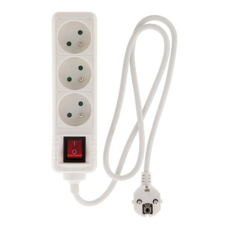 Power strip with switch - 3 x 16A outlets - White - Zenitech