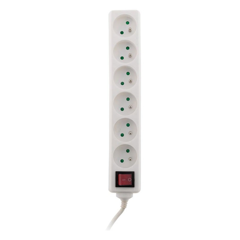 Ciabatta elettrica con interruttore - 6 x 16A - Bianco - Zenitech