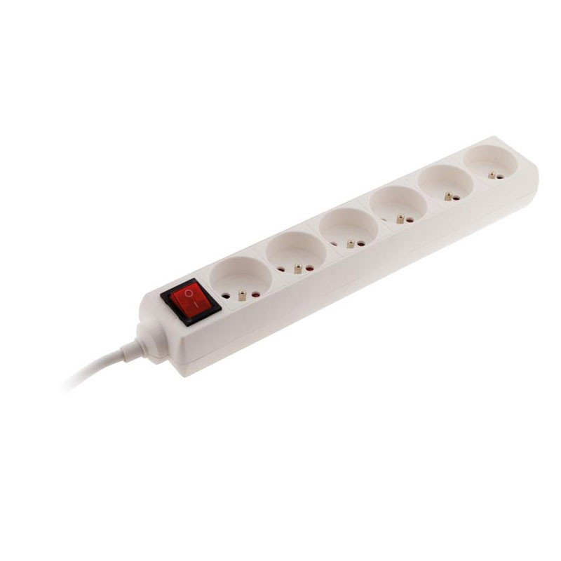 Ciabatta elettrica con interruttore - 6 x 16A - Bianco - Zenitech Ciabatta elettrica con interruttore - 6 x 16A - Bianco - Zenitech