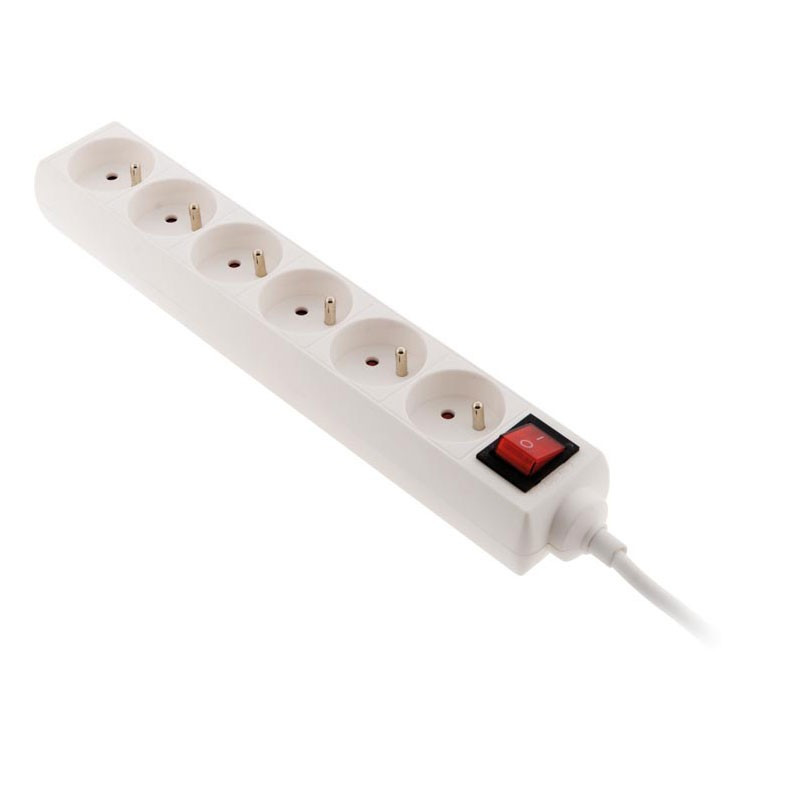 Ciabatta elettrica con interruttore - 6 x 16A - Bianco - Zenitech Ciabatta elettrica con interruttore - 6 x 16A - Bianco - Zenitech
