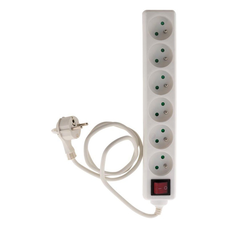 Ciabatta elettrica con interruttore - 6 x 16A - Bianco - Zenitech Ciabatta elettrica con interruttore - 6 x 16A - Bianco - Zenitech