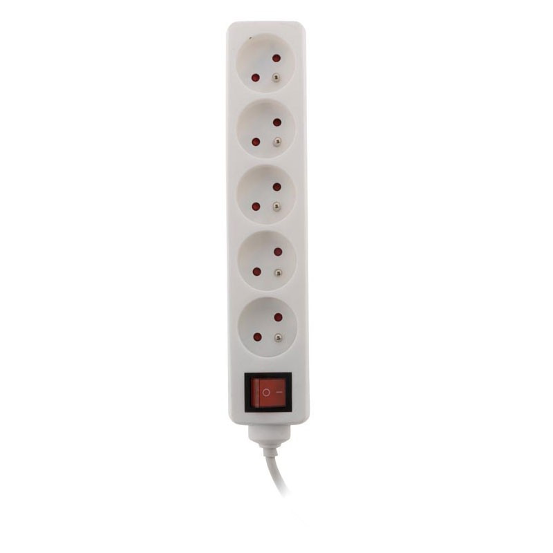 Power strip with switch - 5 outlets 16A - White - Zenitech