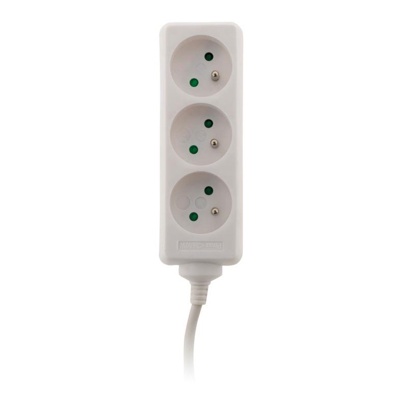 Power strip with switch and extra flat plug - 3 x 16A outlets - White - Zenitech