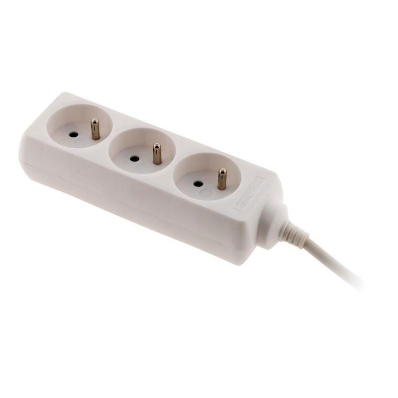 Power strip with switch and extra flat plug - 3 x 16A outlets - White - Zenitech