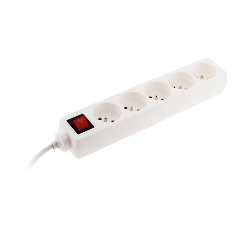 Power strip with switch and extra flat plug - 5 x 16A outlets - White - Zenitech