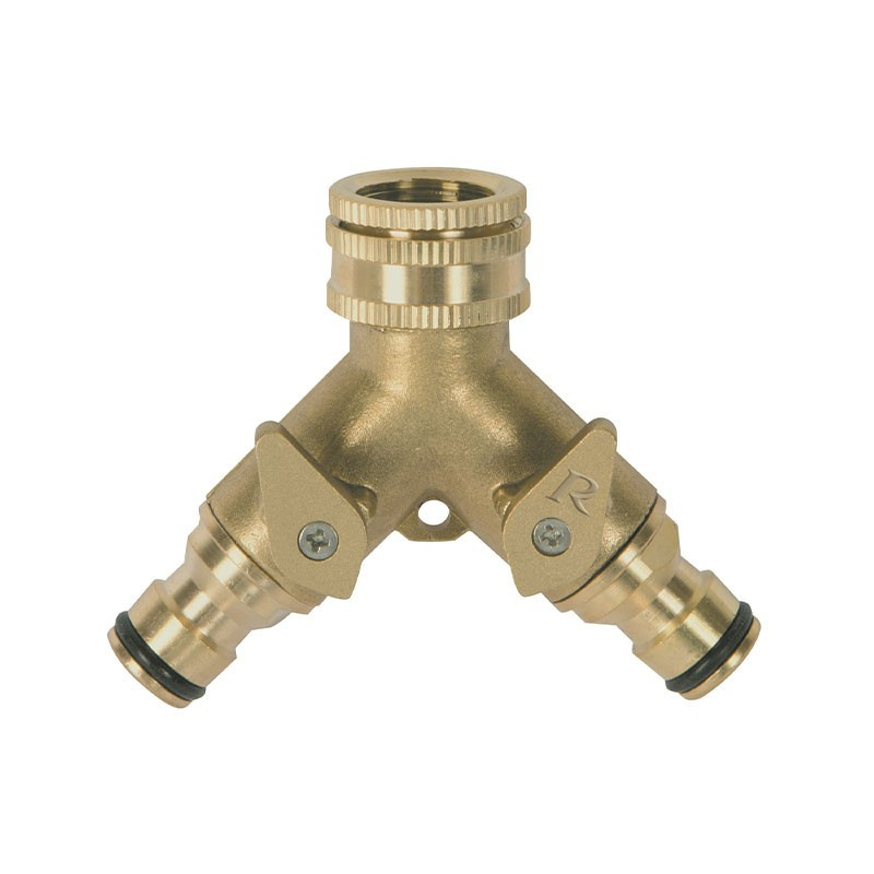 NEZ DE ROBINET LAITON 3/4-1/2 2 SORTIES RAPIDES+VANNES ARRET