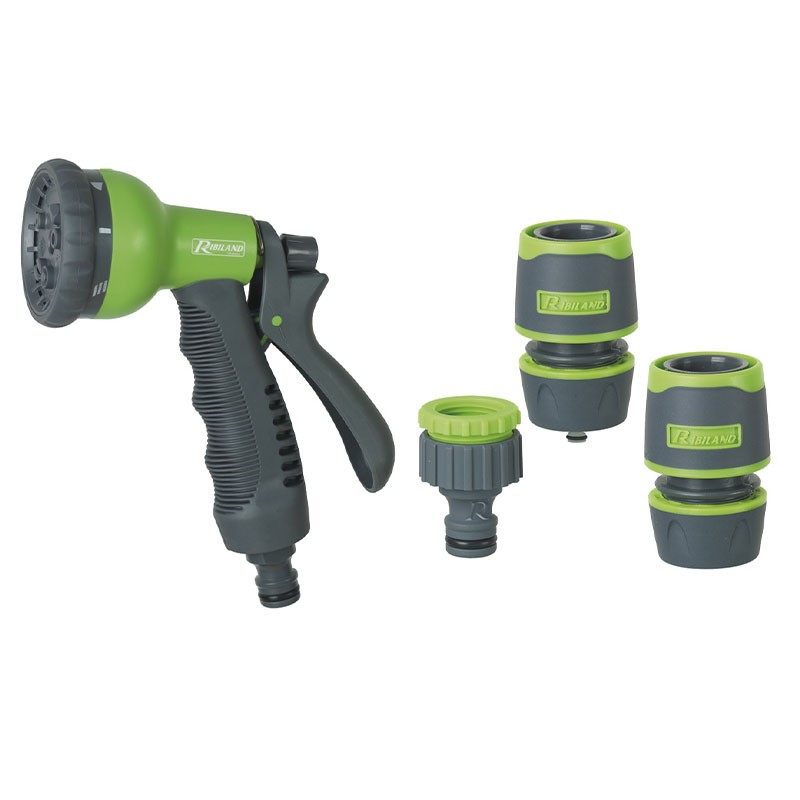 KIT PISTOL ARROSAGE MULTIJETS 2 RACCORDS 15MM + NEZ ROBINET