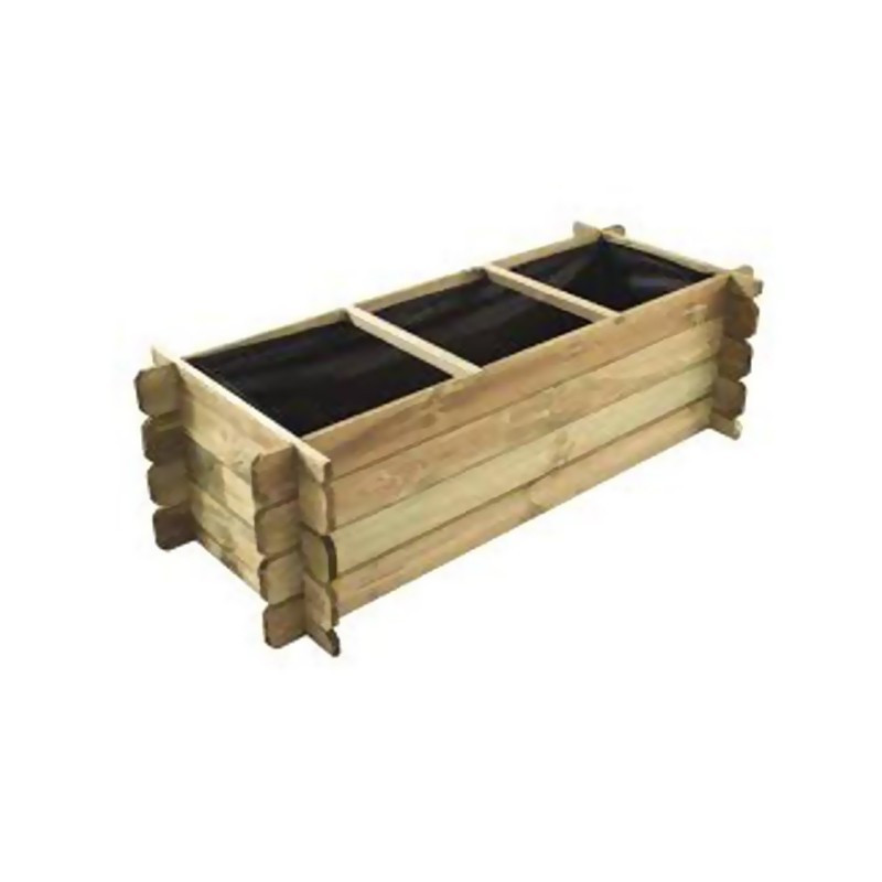 VEGETABLE GARDEN RECTANGLE 3 COMPARTMENTS 100X1400X400MM BLADES 19X100 + GEOTE