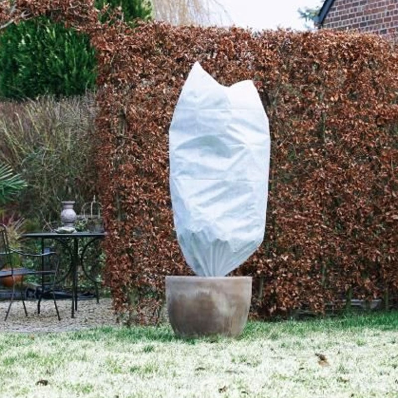 Nature -Paket mit 2 Überwinterungshüllen mit Kordelzug - Weiß - 150 x 118 cm / Durchmesser 75 cm