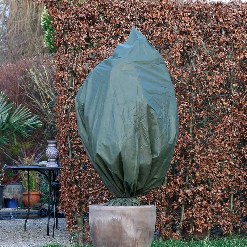 Nature -Housse d'hivernage à cordelette de serrage - Vert -150 x 157 cm - Diamétre 100 cm