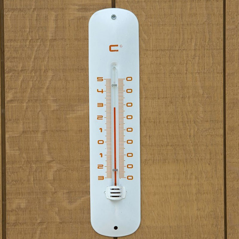 Termometro bianco da esterno in metallo 30x6,5 cm - Naturale