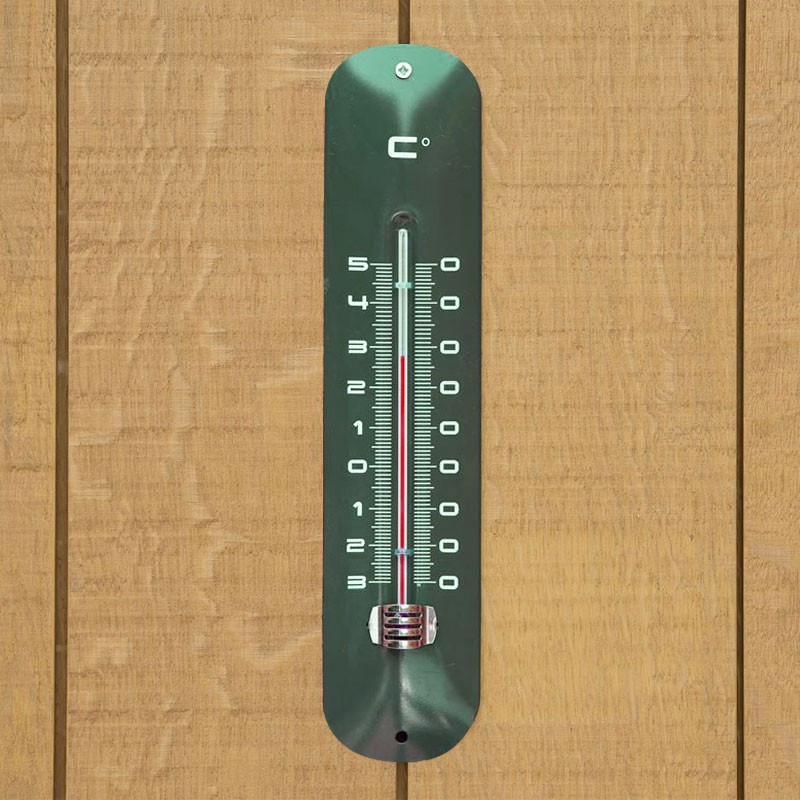 Termometro da esterno in metallo verde 30x6,5 cm - Naturale