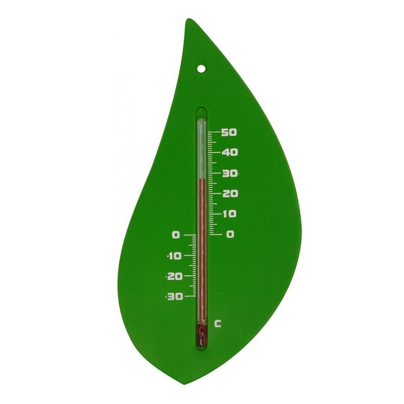 Nature - Outdoor plastic wall thermometer - Green tree leaf shape H 15 X 8 X 0.3 cm