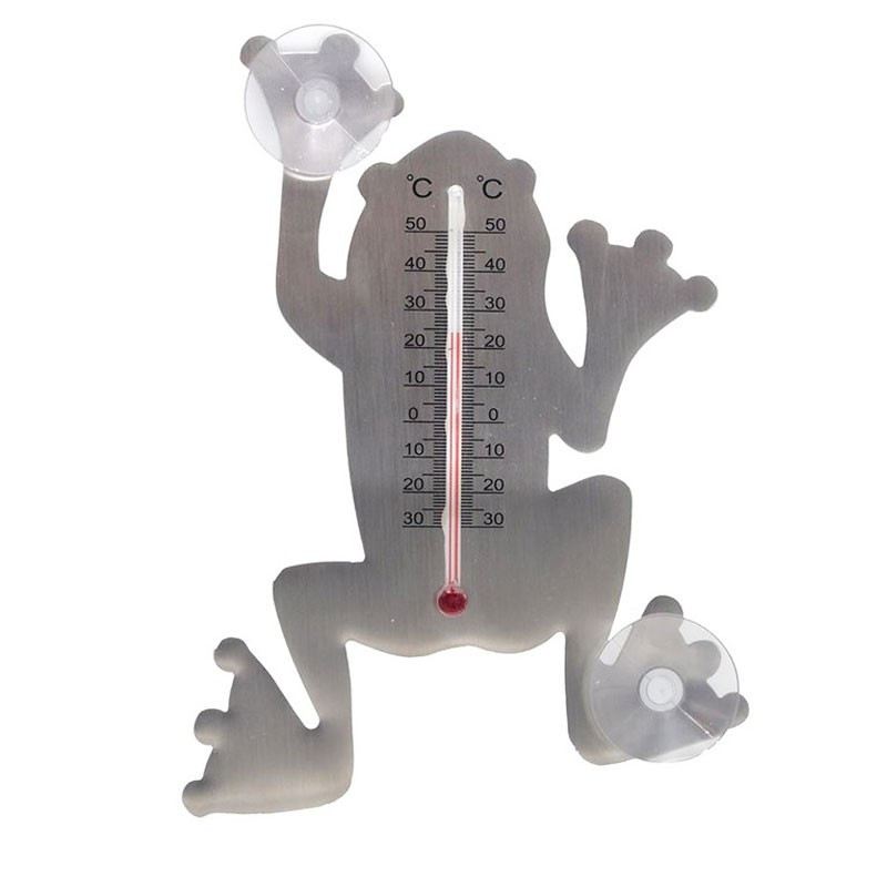 Nature - Outdoor metal thermometer - Frog suction cup - H 16 X 12 X 1 cm