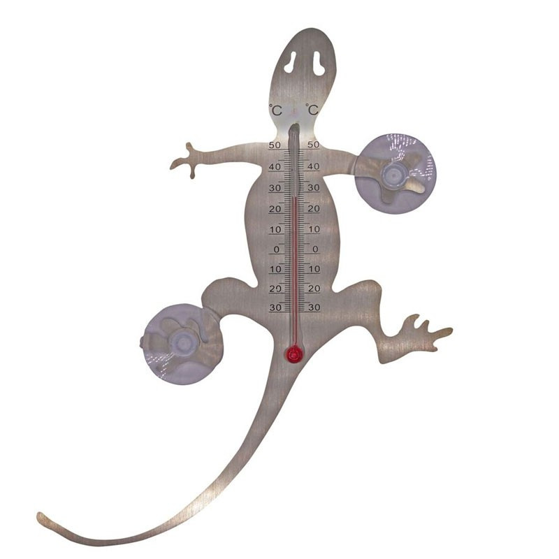 Nature - Außenthermometer aus Metall - Salamander Saugnapf 20 X 16 X 1 cm