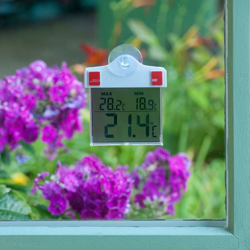 Digitales Außenthermometer mit Saugnapf 17x11cm - Natur