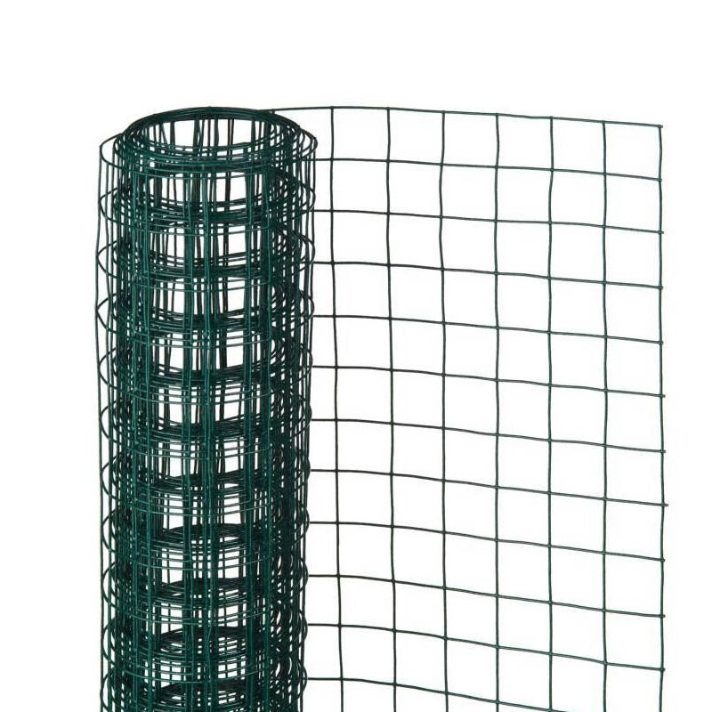 Nature - Square mesh galvanized steel fence with green plastic coating - 50x500cm