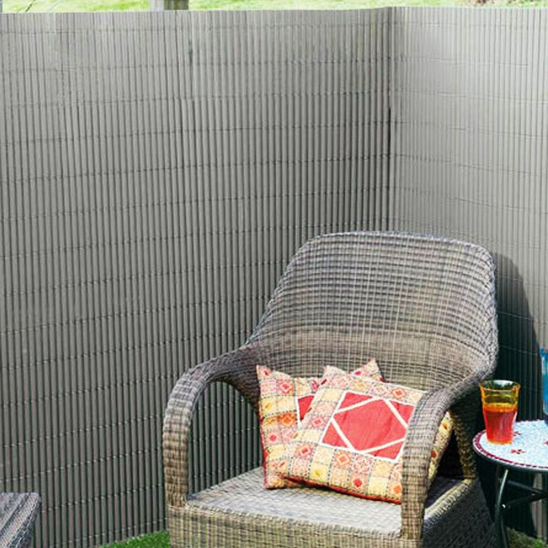 Nature - Double sided PVC fence 19kg/m² - Grey - 1.5 x 3m