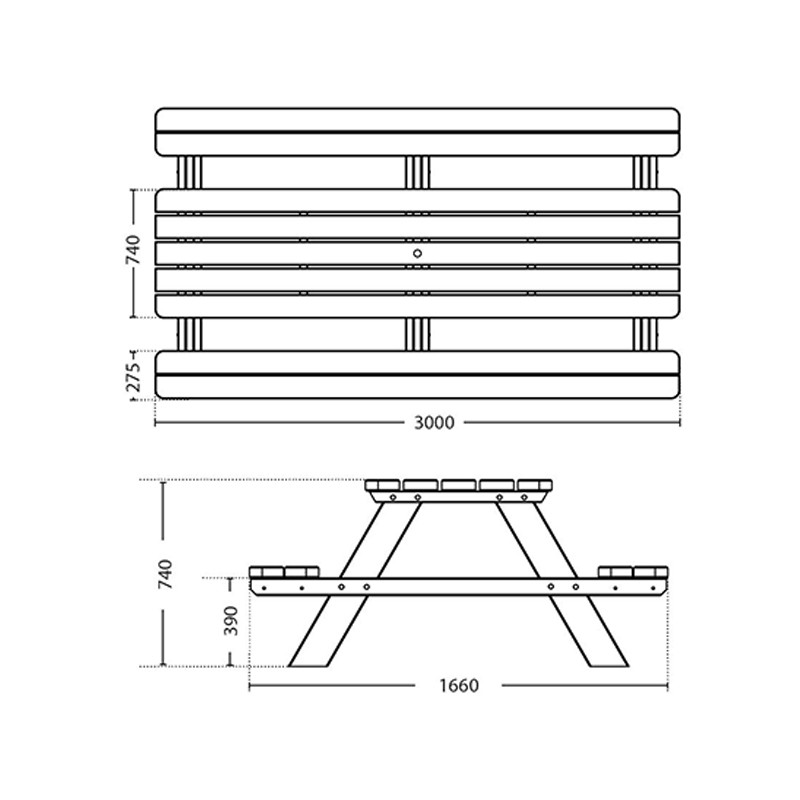 Matisse picnic table large 166x300x74cm - Forest-Style Matisse picnic table large 166x300x74cm - Forest-Style
