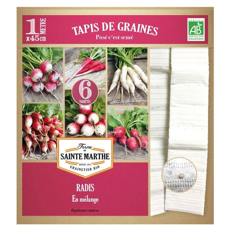MAT 300 SEMILLAS de RÁBANO 6 FILAS DE 6 VARIEDADES, 2.68 g