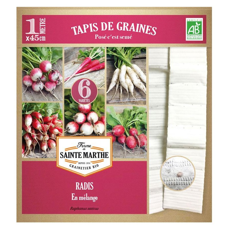 Mixed radish mats on 6 rows - La ferme Sainte Marthe