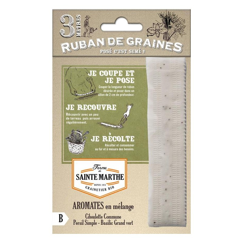 Ribbon of 150 aromatic seeds in mixture - La ferme Sainte Marthe
